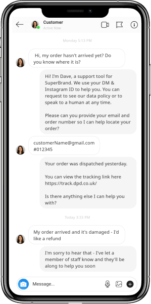 SupportReply mobile app interface